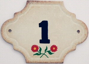 Hand Painted House Number Tile 1