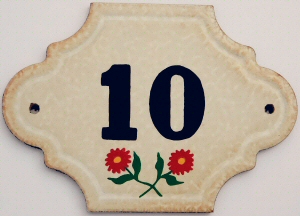 Hand Painted House Number Tile 10