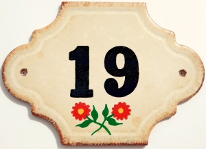 Hand Painted House Number Tile 19