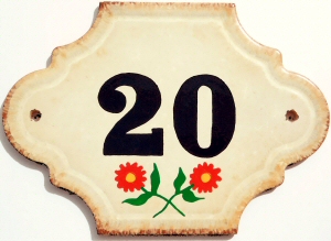 Hand Painted House Number Tile 20