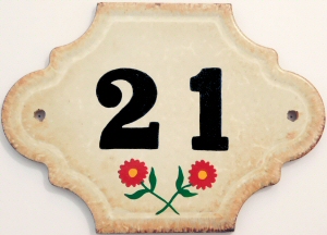 Hand Painted House Number Tile 21