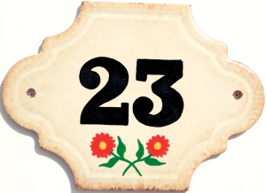 Hand Painted House Number Tile 23