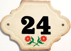 Hand Painted House Number Tile 24