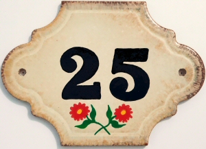 Hand Painted House Number Tile 25