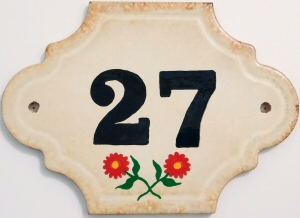 Hand Painted House Number Tile 27
