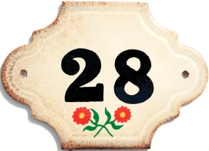 Hand Painted House Number Tile 28