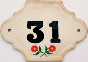 Hand Painted House Number Tile 31