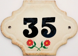Hand Painted House Number Tile 35