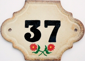 Hand Painted House Number Tile 37