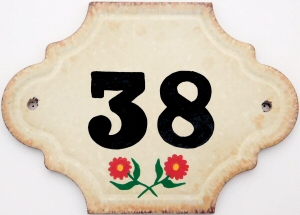Hand Painted House Number Tile 38