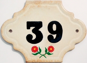 Hand Painted House Number Tile 39