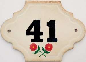 Hand Painted House Number Tile 41