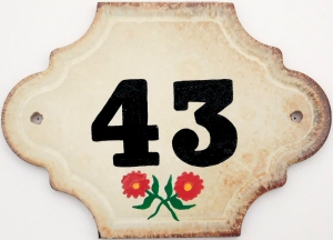 Hand Painted House Number Tile 43