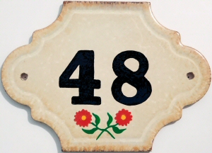 Hand Painted House Number Tile 48