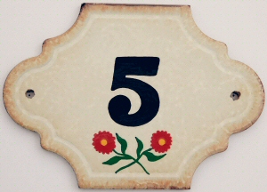 Hand Painted House Number Tile 5