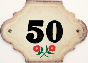 Hand Painted House Number Tile 50