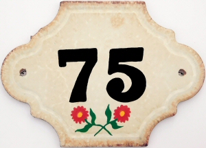 Hand Painted House Number Tile 75