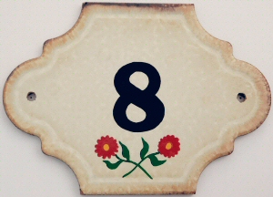 Hand Painted House Number Tile 8