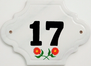 Hand Painted House Number Tile 17