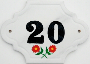 Hand Painted House Number Tile 20