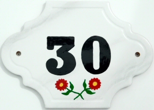 Hand Painted House Number Tile 30