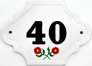 Hand Painted House Number Tile 40