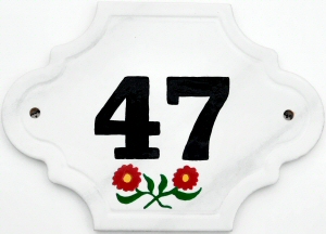 Hand Painted House Number Tile 47
